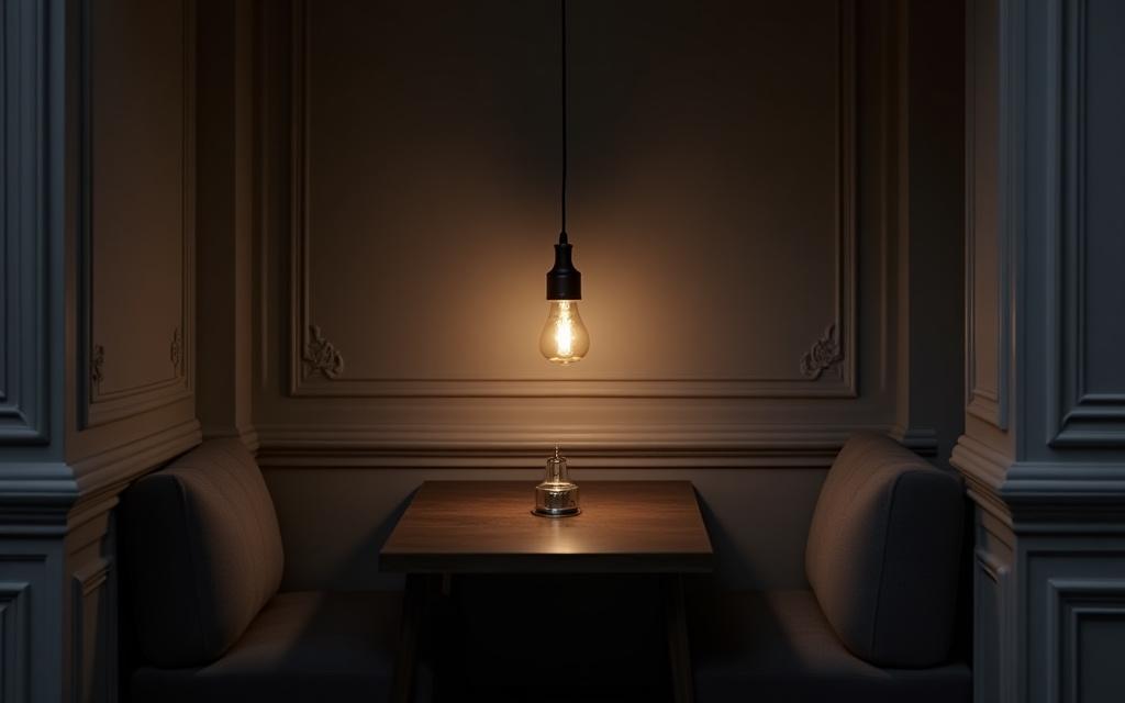 Dining nook with DIY lighting